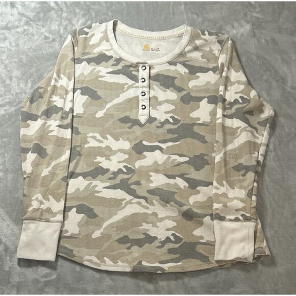 Carhartt Tops - Carhartt Women’s Hayward Camo Long Sleeve Henley Thermal T-Shirt Size XL